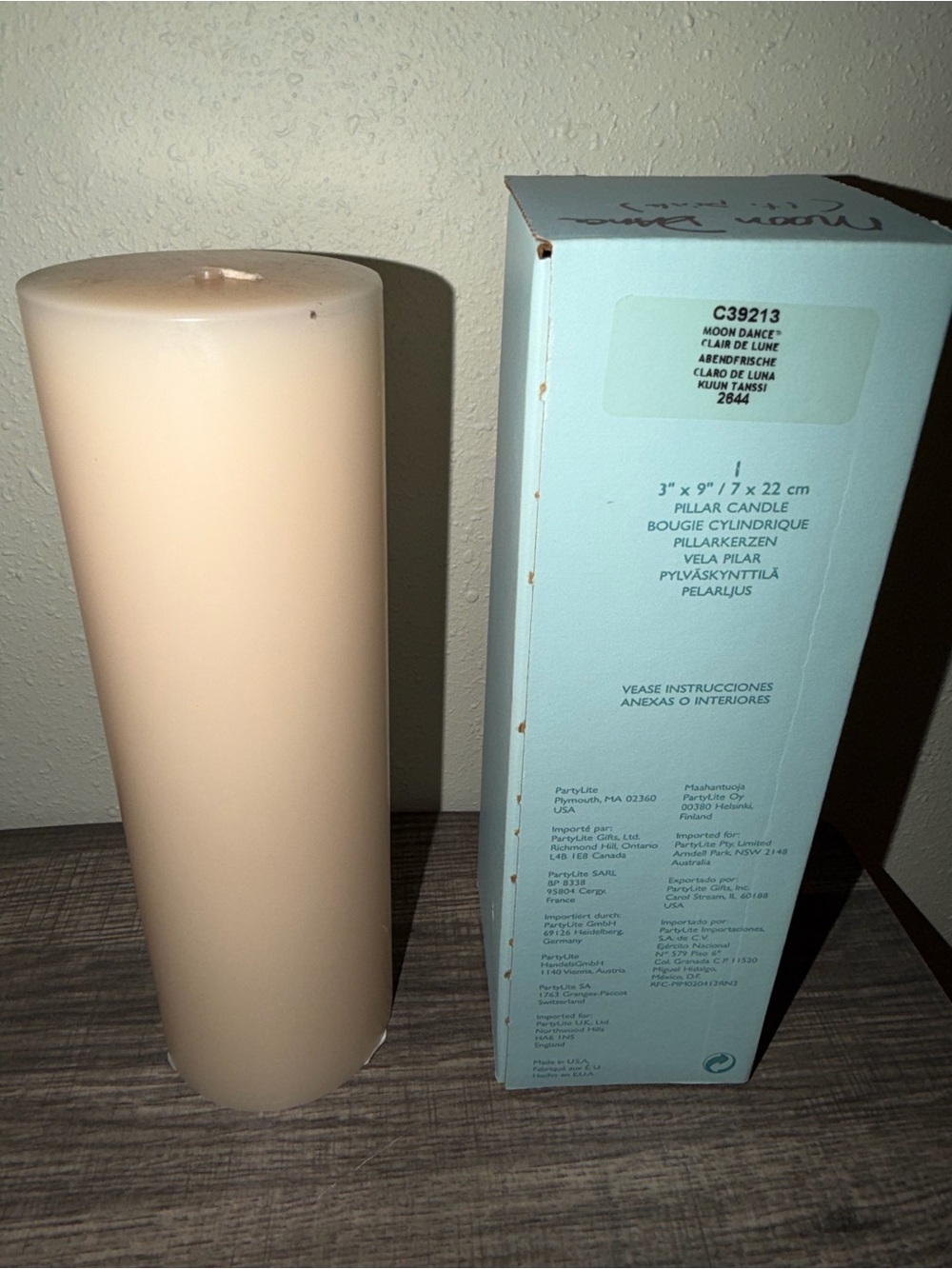 PartyLite MOON DANCE 3 x 9 Pillar Candle NIB Exotic Woods Fruit Retired